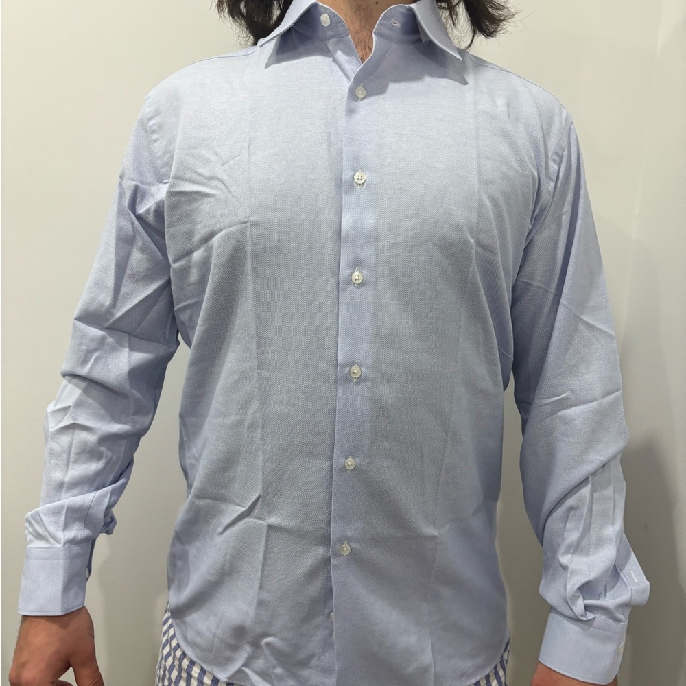 European Ettore Milano Sky Blue Men's Casual Button Down Shirt